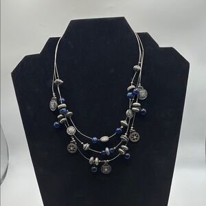 Elegant Silver and Blue Beaded Necklace